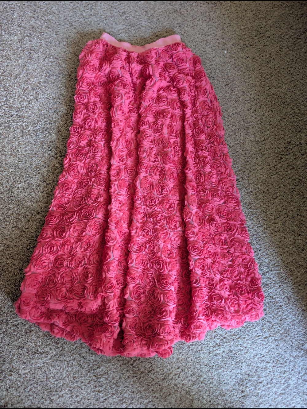 ​Anthropologie Maeve Mireya 3D Rosette Textured Maxi Skirt Pink Rose Sz XXS